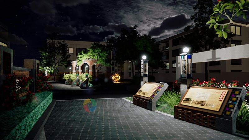 紅色主題公園歷史文化夜景效果設計